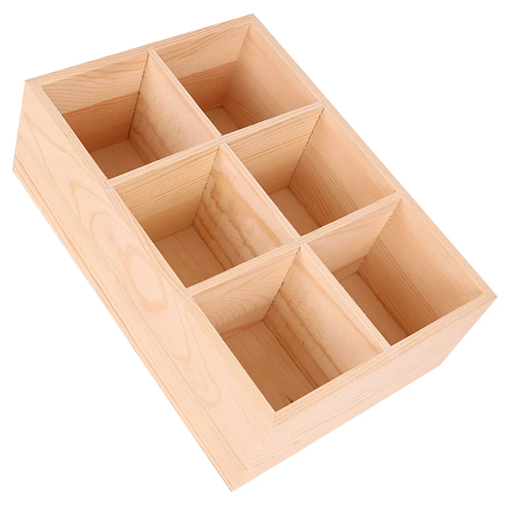 Marker Office Rustic Pen Basket Multi-slots Crayon Organizer Pine Wood Holder for Desk Boxes 5