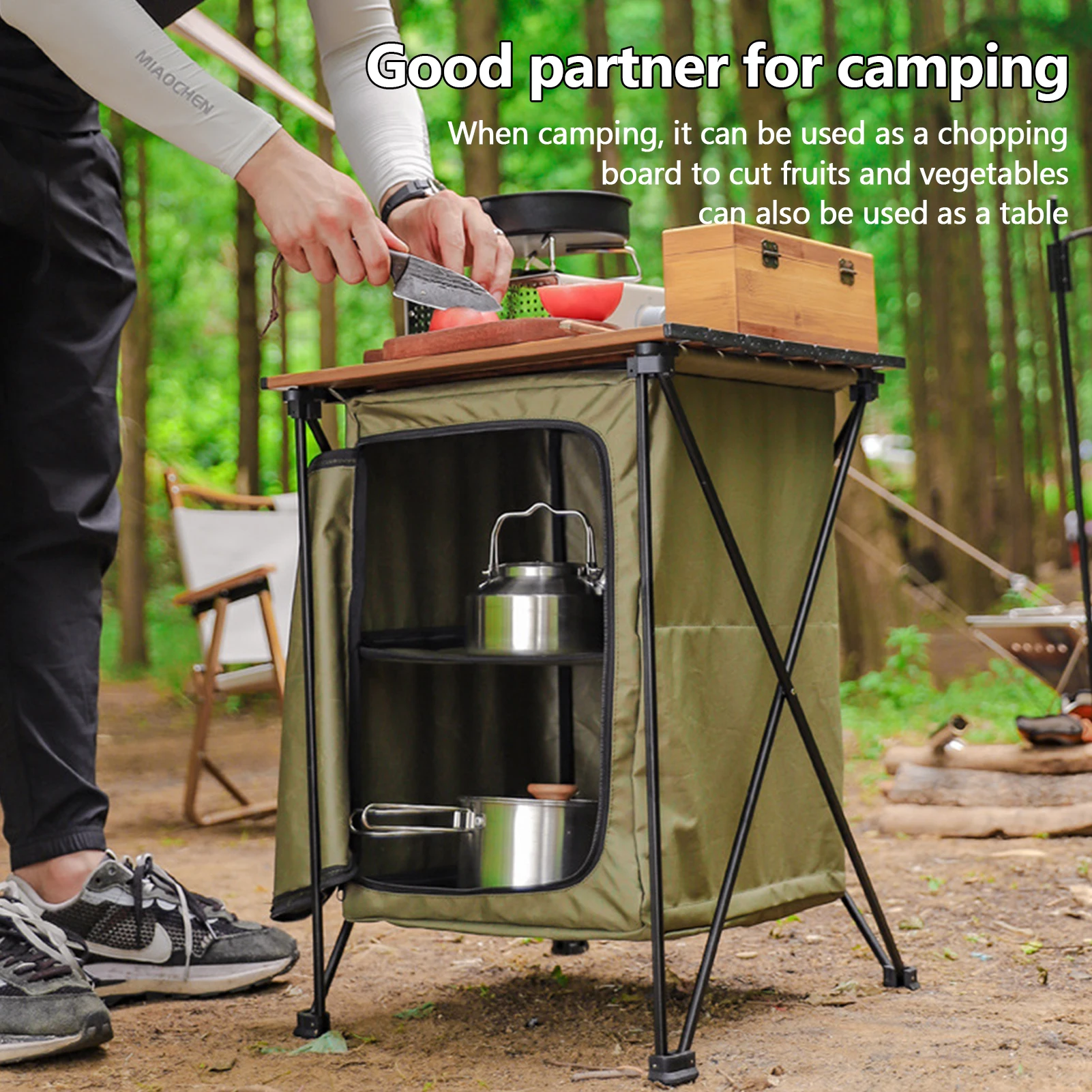 Folding Outdoor Cooking Cupboard Storage Organizer 2