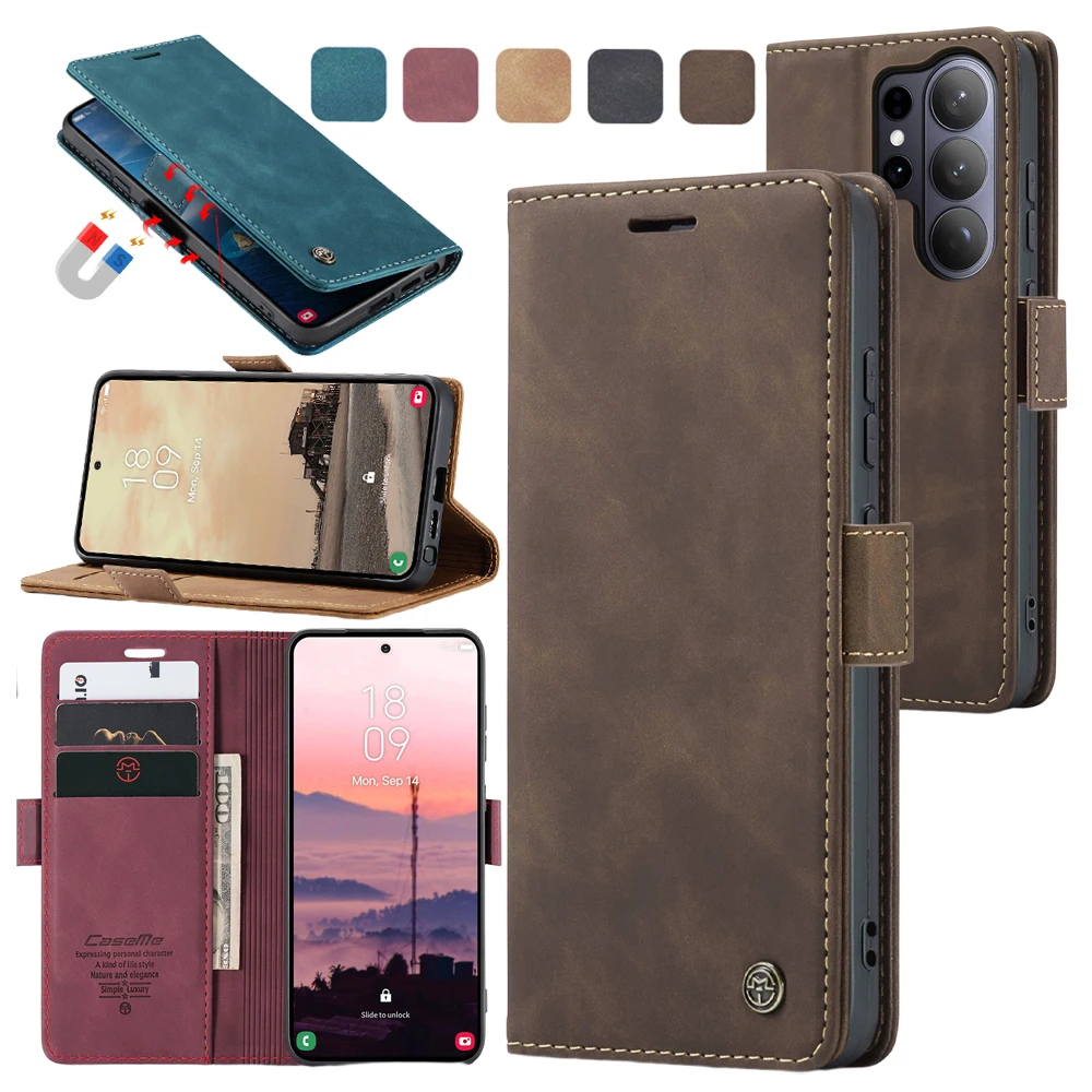 Luxury Leather Flip Purse Case with Stand and Card Holder