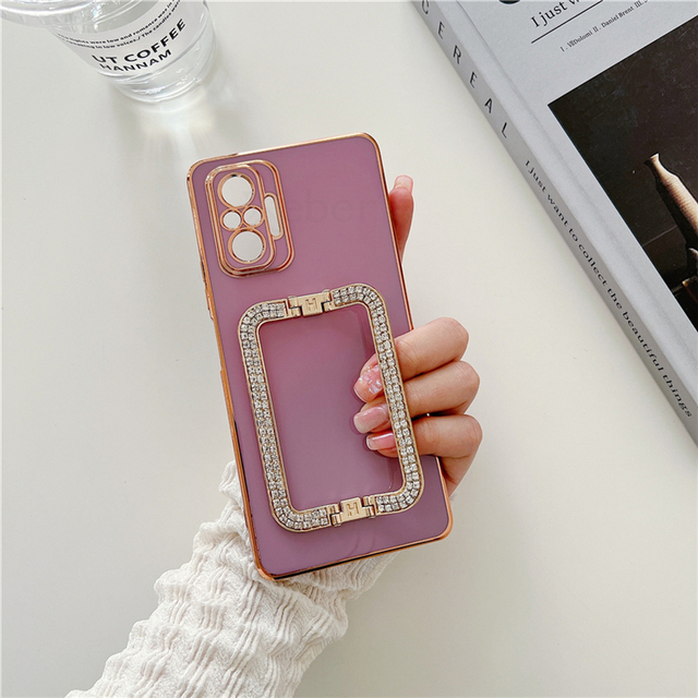 Plating Silicone Rhinestones Holder Case For Xiaomi POCO X3 M3 M4 12 Pro 11 Ultra 11T 10 Lite 10T Mix4 CIVI Diamond Stand