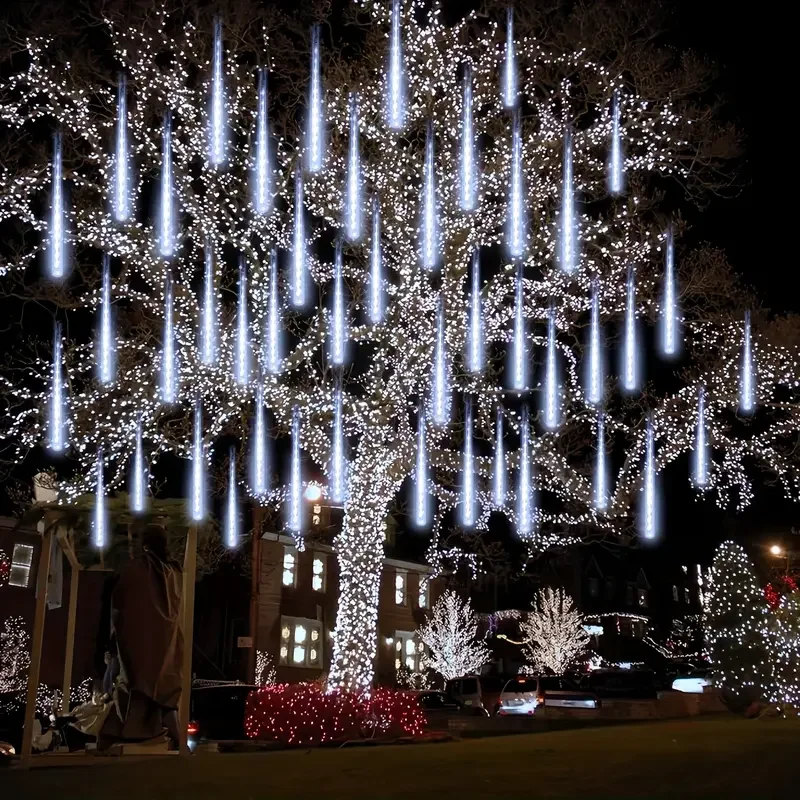 24/32 Tubes Outdoor Christmas Tree Decorations Meteor Shower Led String Lights New Year for Street Garlands Fairy Garden Lights