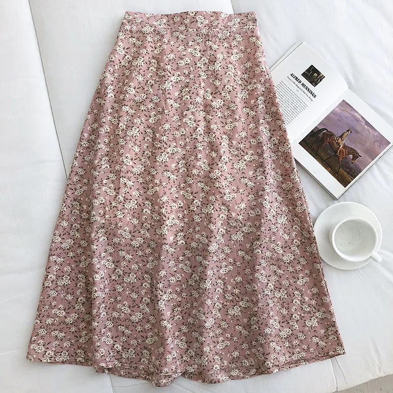 

Woman Skirt 2024 Summer New Korean Ins Fashion Temperament Gentle Vintage Floral Slim Versatile High Waist Female Skirt Falda