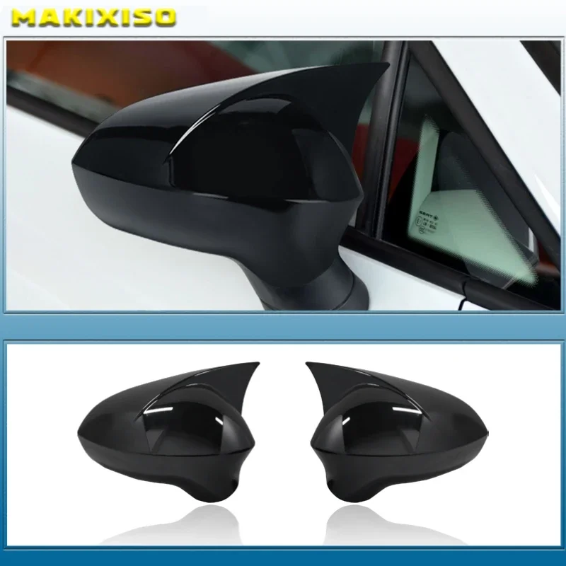 

2 Pieces High Quality ABS Plastic Bat Style Mirror Covers Caps RearView Mirror Piano Black For Seat ibiza Cupra 2009-2017