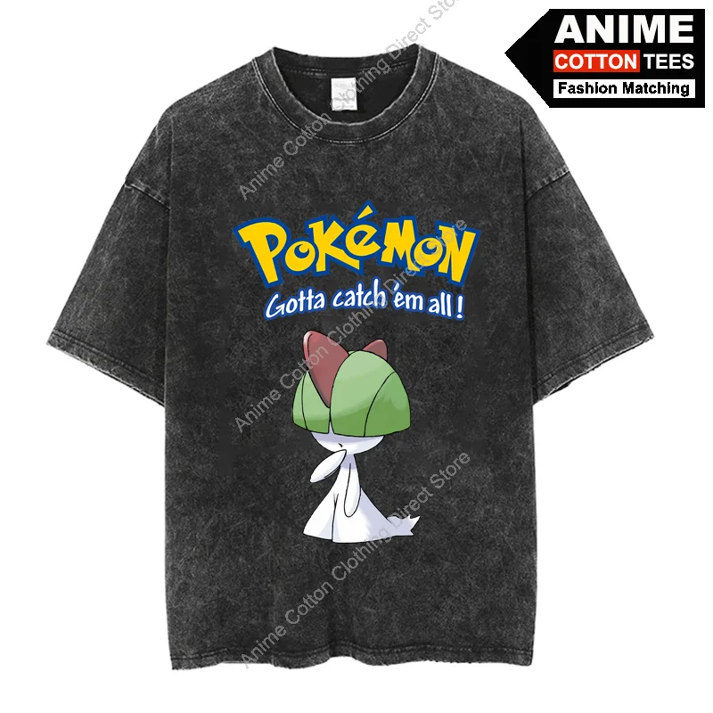 

Pokémon Ralts T Shirt Cartoon Anime Pokemon Cute Elf Print Clothes Tops Y2k Harajuku Casual Unisex Oversized T-shirt Cotton Tees