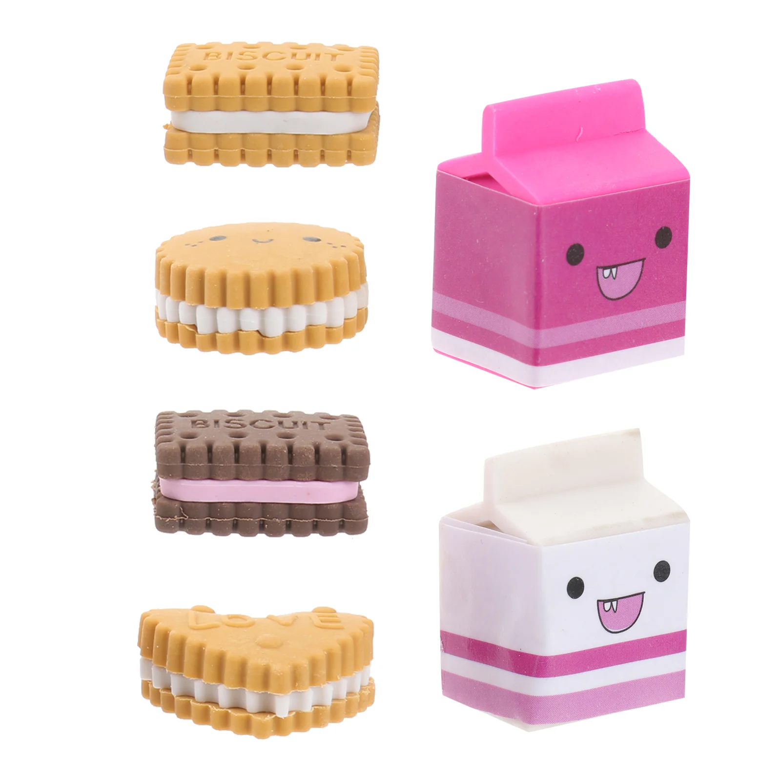 

Box-packed Kawaii Milk Cookies Biscuit Erasers School Stationery Supplies Creative Gift for Kids Children Students