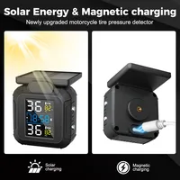 MT20 With Clock Motorcycle TPMS 2 Tyre Sensors Tire Pressure Monitoring System USB Solar Power Temperature Tester Alarm Digital - Image 6