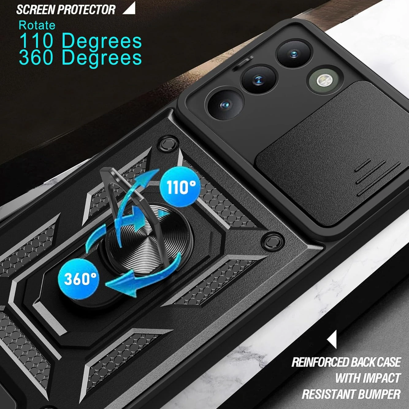 Custodia PEIYE Per Xiaomi Redmi Note 13 Pro 4G - Antiurto Con Silicone E Supporto, Blu