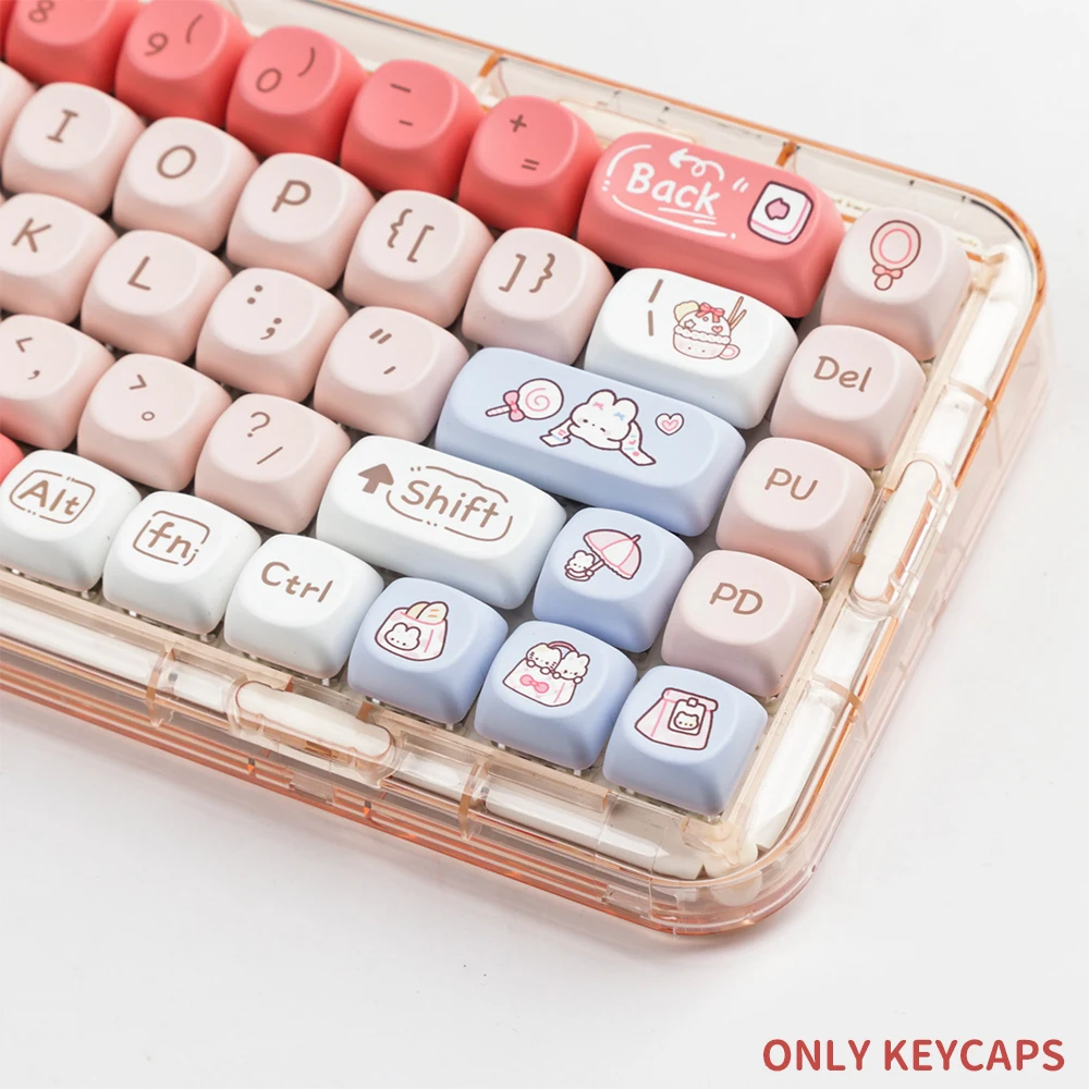 

140 Keys SOA Profile Shopping Rabbit Theme Keycaps Thermal PBT Dye Sublimation Customized Key Caps Kit for Mechanical Keyboard