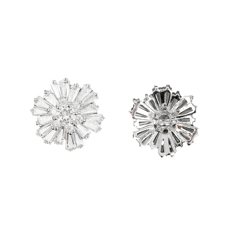 652F 1pair Flower Alloy Rhinestone Buttons Sewing Decorative Buttons DIY Crafts Supplies Flower Crystal Rhinestone