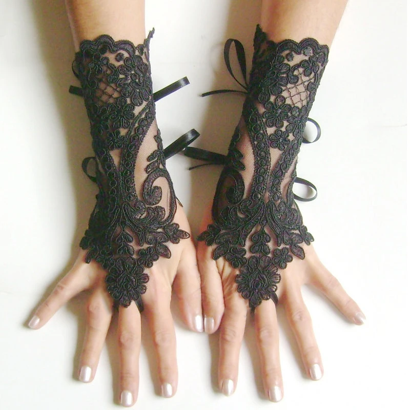 New Women Wedding Fingerless Gloves Lace White Black High Quality Wedding Gloves Mittens Accessory Girl Party Sexy Gloves Guante