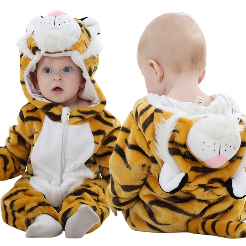 Kids Hooded Jumpsuits Tijger Dier Cartoon Eenhoorn Pyjama Baby Jongens Meisjes Kleding Babi Pasgeboren Baby Overalls Kostuums - AliExpress