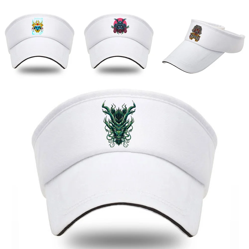 

Summer Sun Hats Unisex Top Empty Solid Sports Tennis Running Sunscreen Cap Visor Protection Breathable Beach Hat Monster Pattern