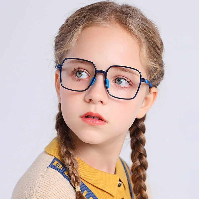 Silicone Kids TR Glasses Frame Girls Boys Square Blue Light Blocking Glasses Myopic Hyperopic Eyewear