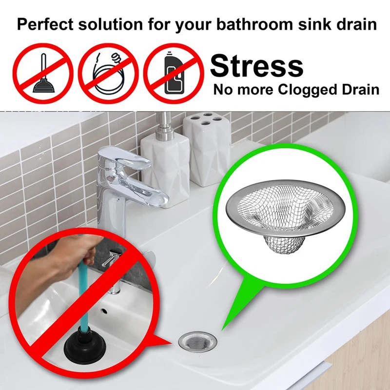 2.125Inch Top / 1Inch Basket - Mesh Sink Drain Strainer Hair Catcher For Bathroom Sink, Utility, Slop, Laundry 4