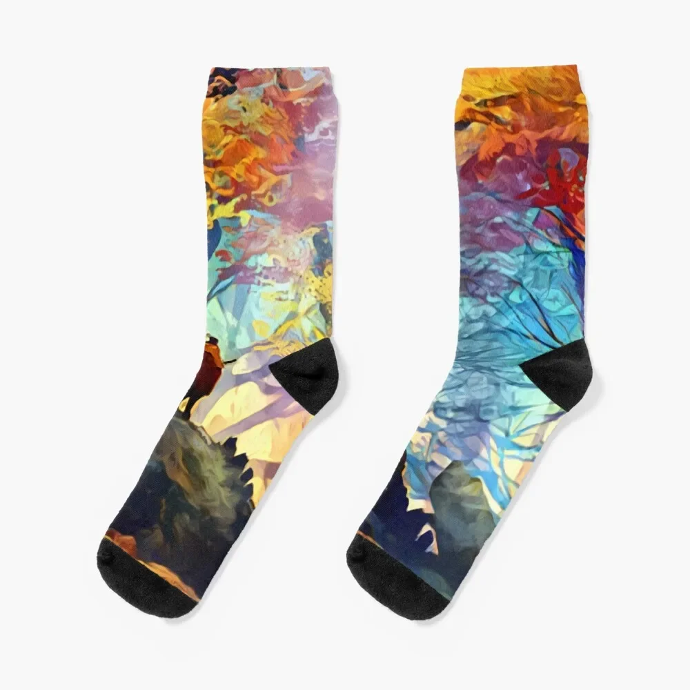 

A Wolf in the Colorful Forest Socks summer with print Lots Men Socks Women's