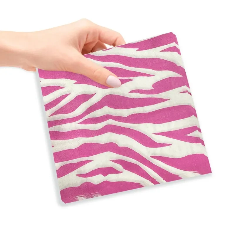 20pcs 33cm 2-Ply New Pink Leopard Print Food Grade Printed Pattern Party Tissue Paper Commercial Paper Placemat