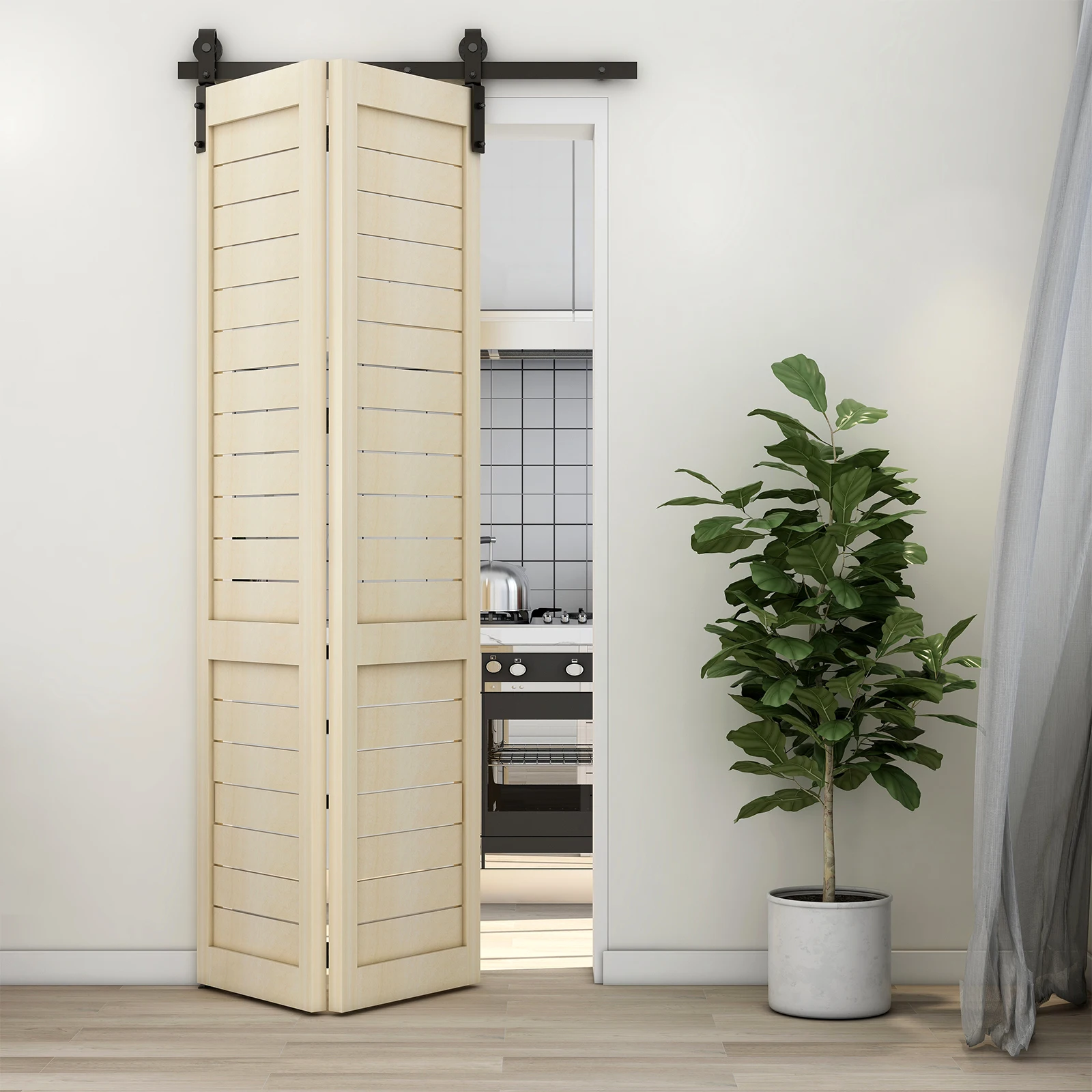 6FT/182cm Sliding Barn Wood Door Hardware Closet Track Kit - View #14