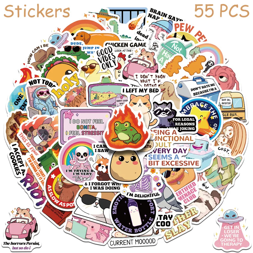 55pcs Delulu는 휴대 전화 노트북 냉장고 용 Solulu 스티커 데칼 DIY..