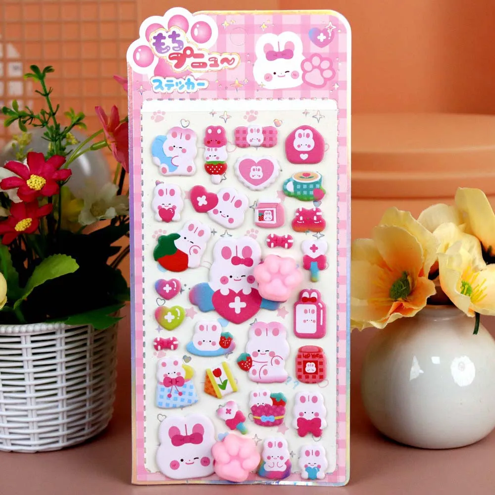 Cartoon Soft Cat Claw Pinch Decompression 3D Sticker DIY Scrapbook Phone Case Decoration Puffy Stickers