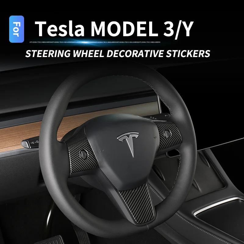 Auto ABS Carbon fiber Model Y Sticker Steering Wheel Patch Decoration For Tesla Model 3 Model Y Modification Inter Accessories