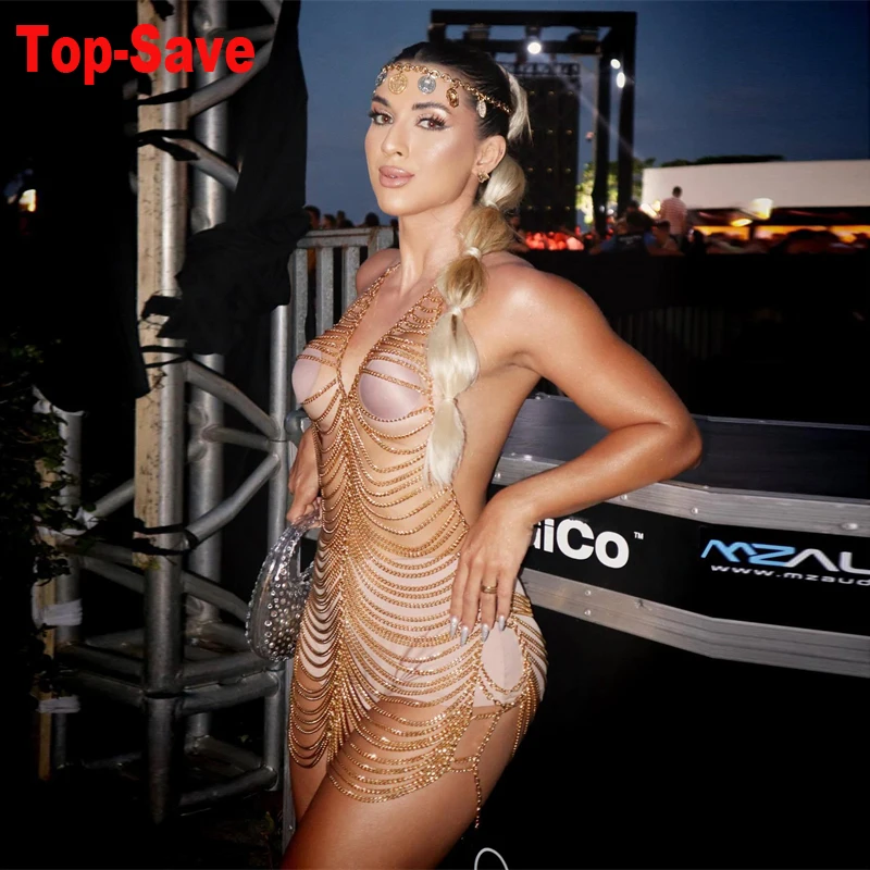 2026 sommer Mode Körper Kette Kleid Ärmellose Leibchen Midi Vestidos Elegante Multi Schicht Quaste Festival Nacht Party Kleider