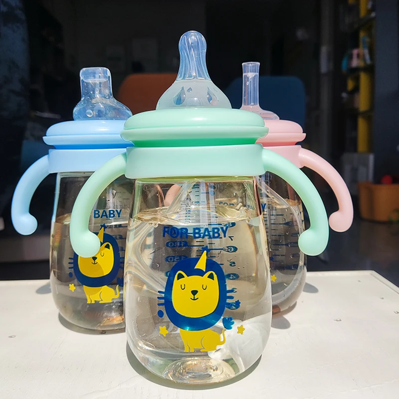 300ml 3 Nipples Baby Feeding Bottle Kids Cup PP Water Bottle With Straw Sippy Children Training Cute Drinking Newborn water bottle milk bottle feeding bottle glass milk bottle baby feeding utensils