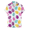 Happy Easter Day Kawaii Men Cartoon Rabbit Hawaiian Shirts 3D Printed Beach Shirt Women Clothe Kids Colored Egg Shirt Button Top 5