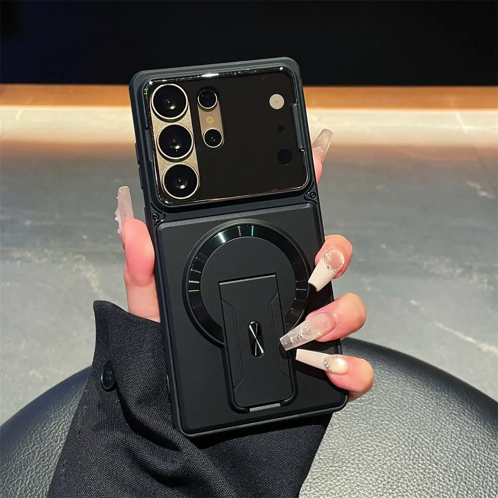 Luxury Invisible Kickstand Magnetic Case with Lens Protection Cover