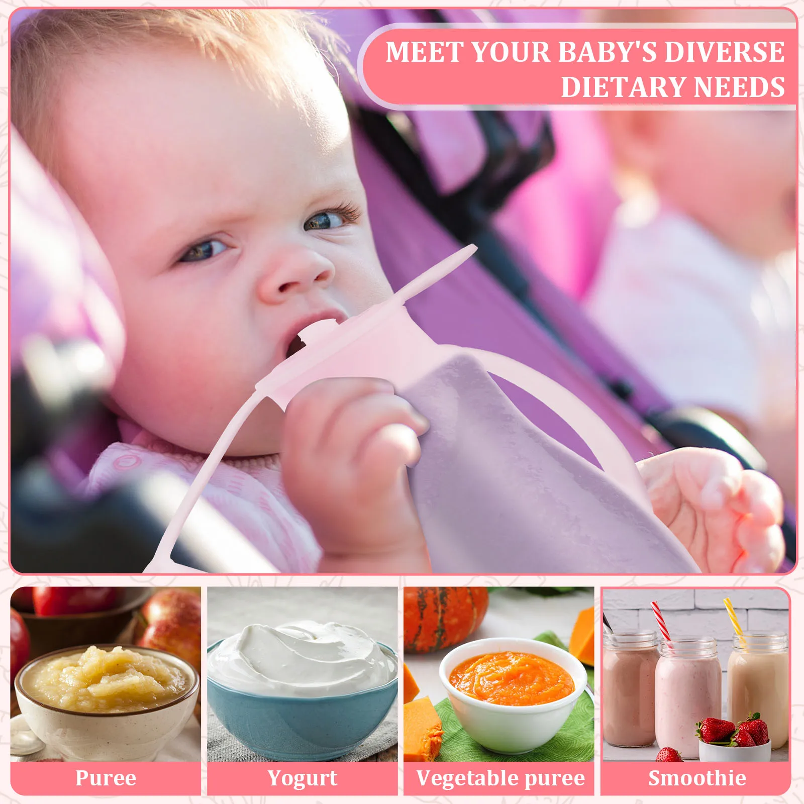 Baby food pouch milk storage bag convenient leak-proof squeeze suckable juice BPA free silicone baby food pouches container 2Pcs