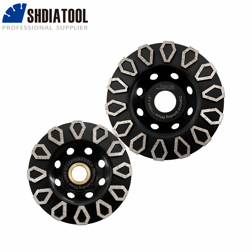 

SHDIATOOL 4"/4.5" Diamond Rhombus-Shaped Abrasive Grinding Disc Cup Sanding Wheel Turbo Durable Concrete Masonry Granite Stone