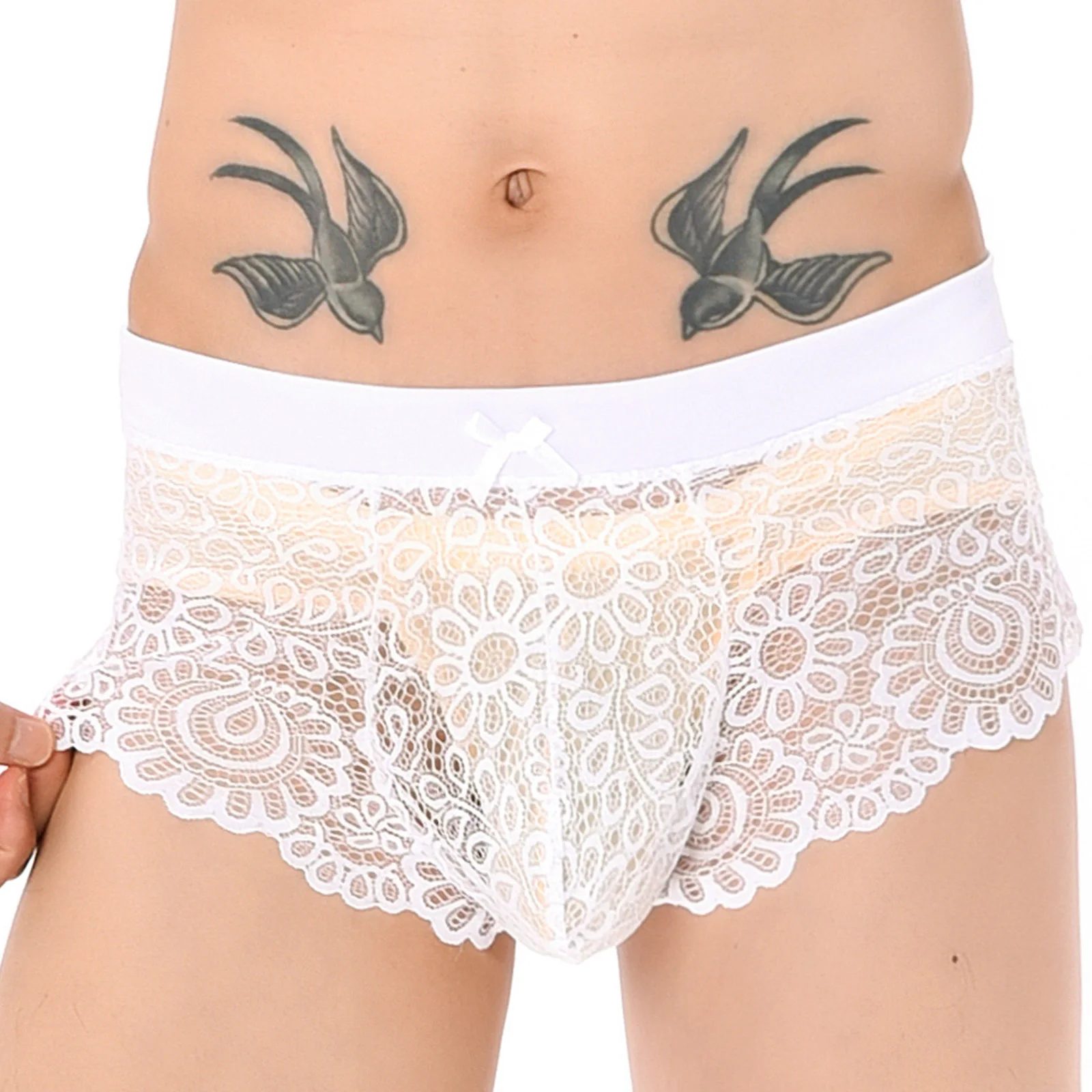 Men Sexy Underwear Men Stretch G String Panties Men Stretch Thong Underwear Lace Mesh Boxers Shorts