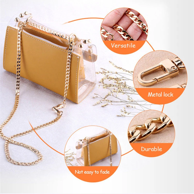 Gold 120cm Aluminum Metal Chain Purse Bag Strap Accessories Universal  Travel Metal Stylish Bag Accessories Straps for Women Shoulder Bag  Crossbody Bag