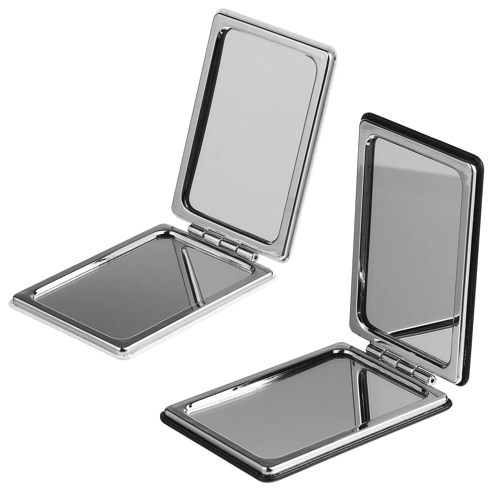 2Pcs 휴대용 메이크업 거울 세트 소형 접이식 경량 핸드 미러 포켓 사이즈 일상 야외 활동에 적합