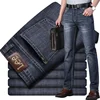 Summer Thin Men's Jeans Casual Straight Leg Elastic Business Mid Waist Grey Long Korean Version Fashionable Slim Fit Denim