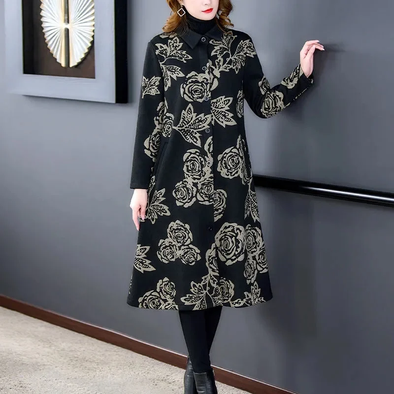 2023 Autumn/Winter New Plush Trench Coat For Middle-aged Women and Mothers Fashionable Age Reducing Fitting Long Coat For Women