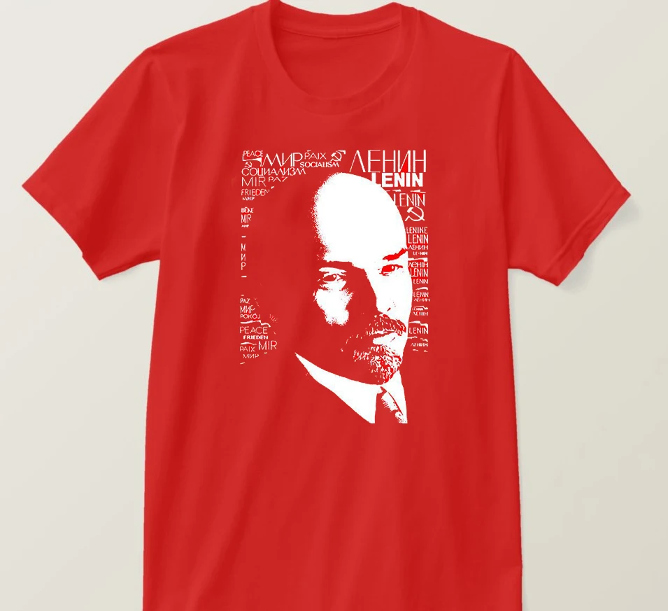 

Soviet Communism Propaganda Words Lenin Portrait T Shirt. Short Sleeve 100% Cotton Casual T-shirts Loose Top Size S-3XL