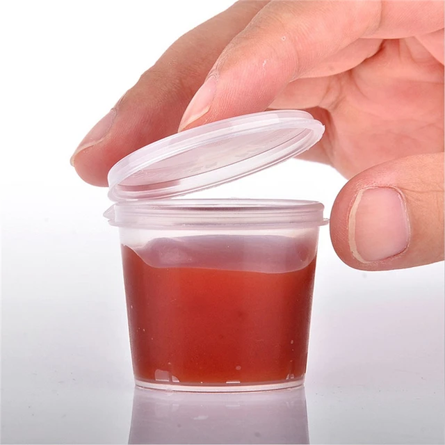 50pcs Disposable Takeaway Sauce Cup Clear Plastic Containers Food Box with  Hinged Lids Reusable Plastic Cups Pigment Paint Box - AliExpress