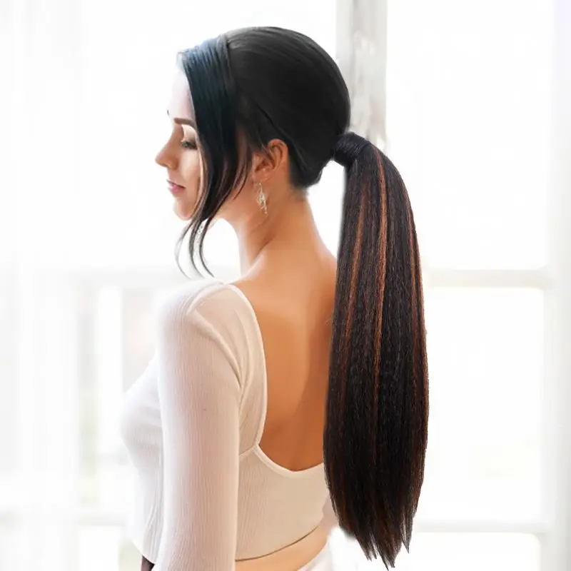 

Long Straight Hair Ponytail Wig Magic Paste Synthetic Braiding Hair for Black Women Wholesale