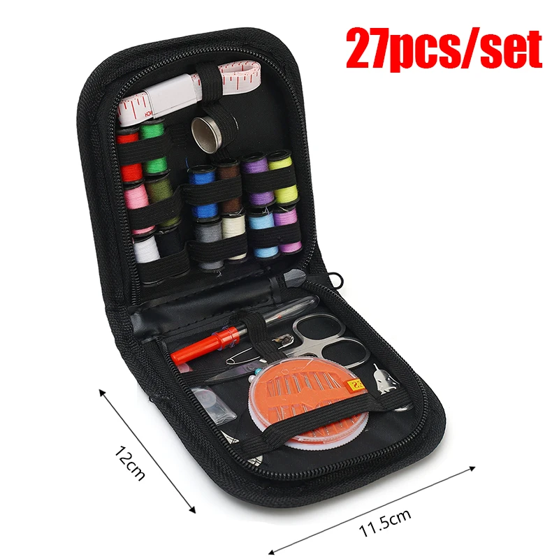 172/128/67/27 יחידות / מערכת תפירה עם חוטים מחטים מספריים סרט מדידה כפתורים תיק אחסון נייד תיבת תפירה לנסיעות כלי