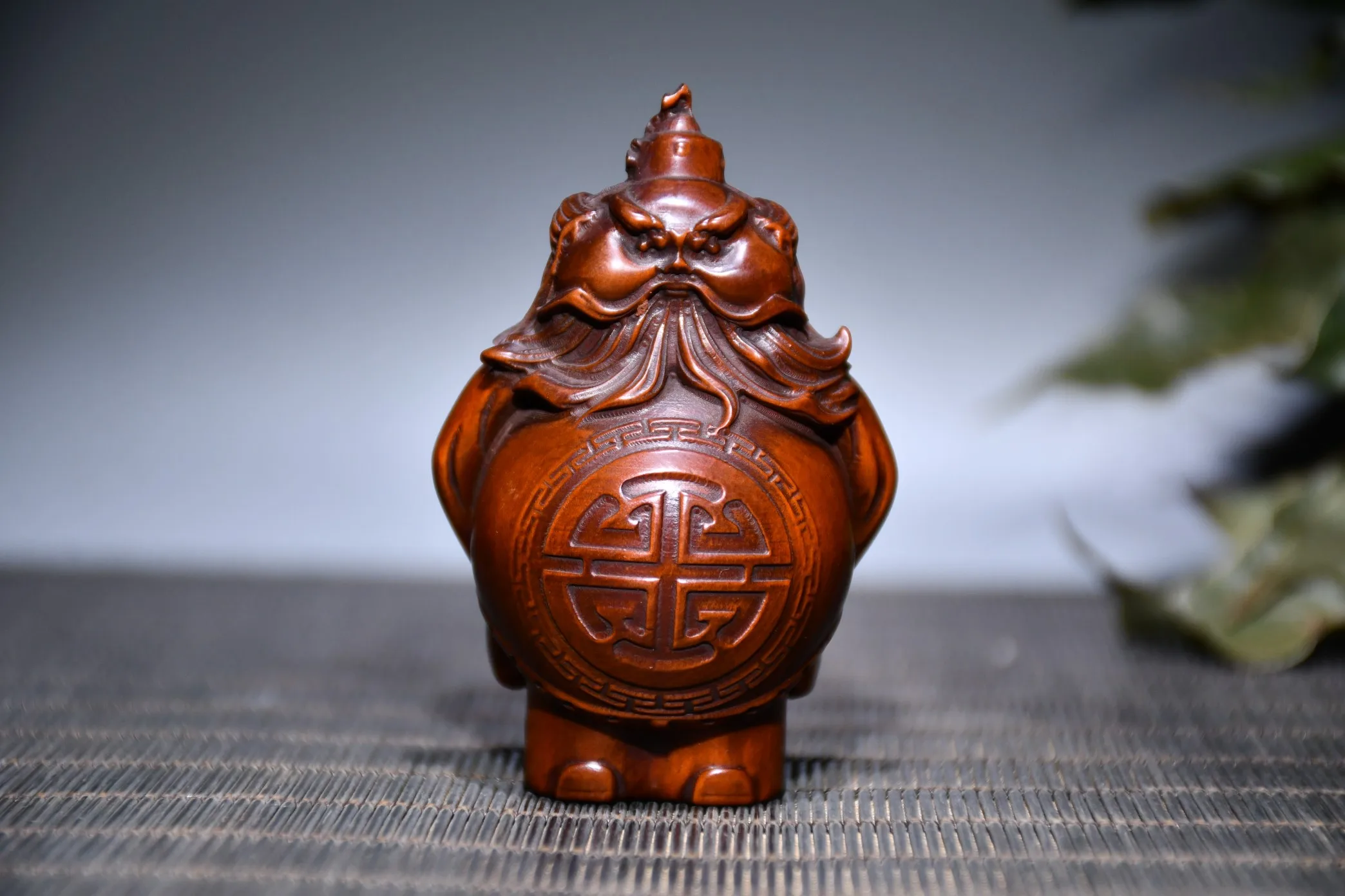 

3"Tibetan Collection Boxwood Zhong Kui statue Exorcist Gather fortune office ornament Townhouse Exorcism