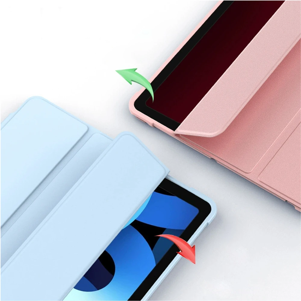 For Apple iPad Air 9.7 10.2 10.5 7th 8th 9th Generation Magnetic Flip Smart Cover with Pencil Holder, Stand Soft Silicone Case 2