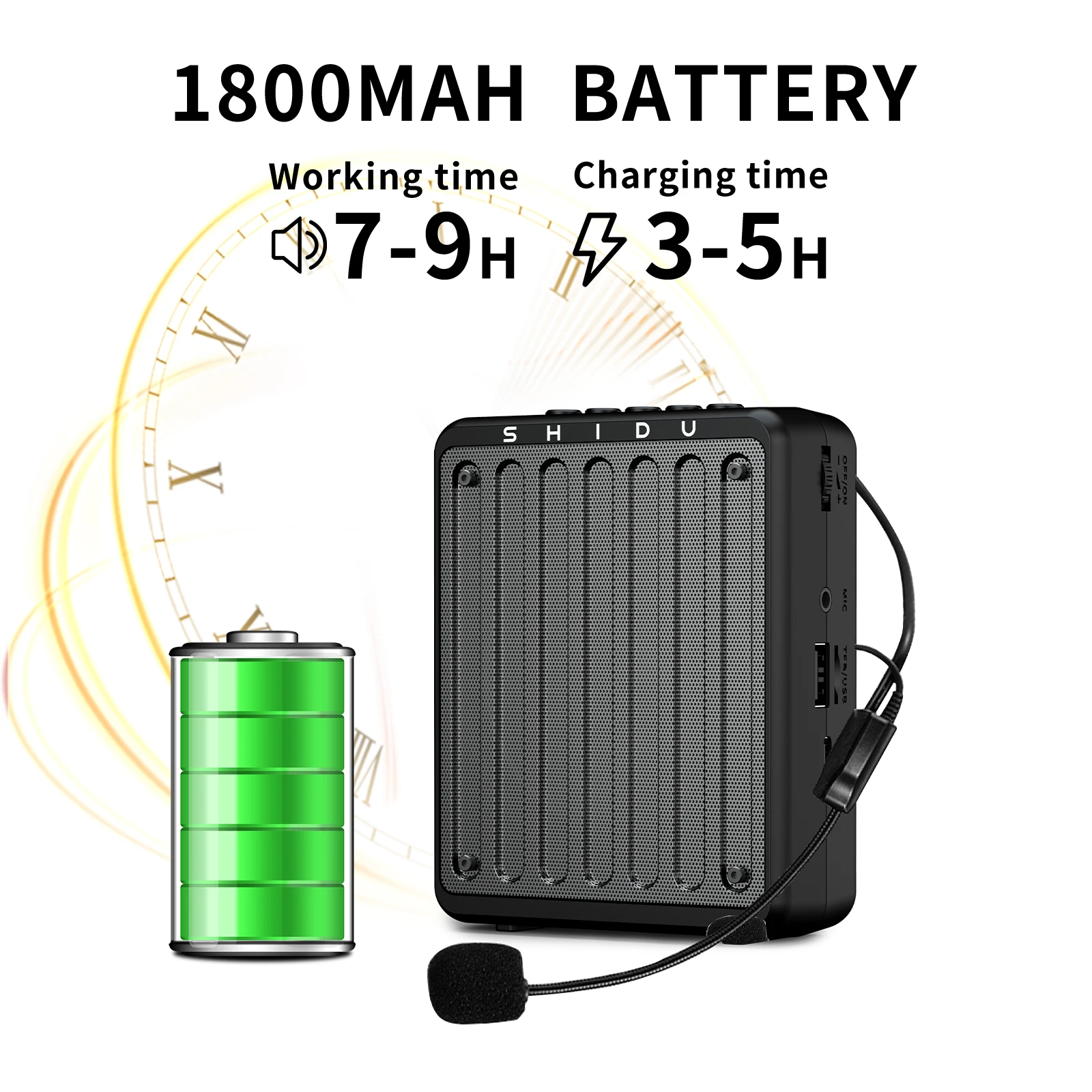 مضخم صوت صغير من SHIDU للمعلمين، مضخم صوت بلوتوث م...