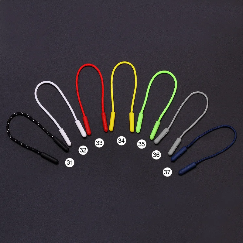 

50 Pieces Double-cut Style Pull Head Black and White Red Fashion Zipper Pull Cords