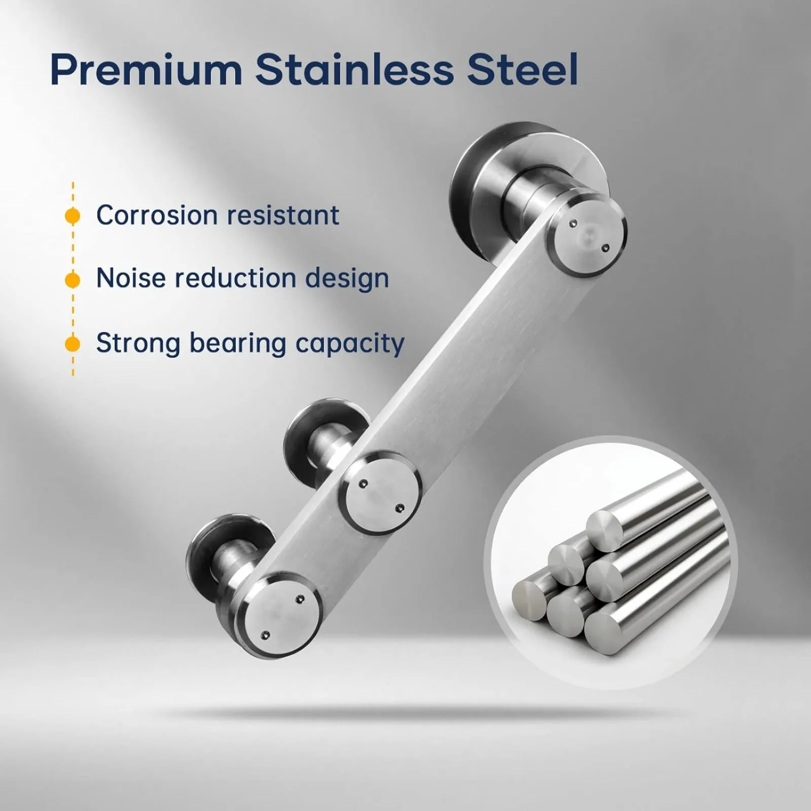 US 5 FT Stainless Steel Sliding Barn Door Hardware Track Kit,Heavy Duty,Anti-Rust Anti-Corrosion,Slide Smoothly Quietly
