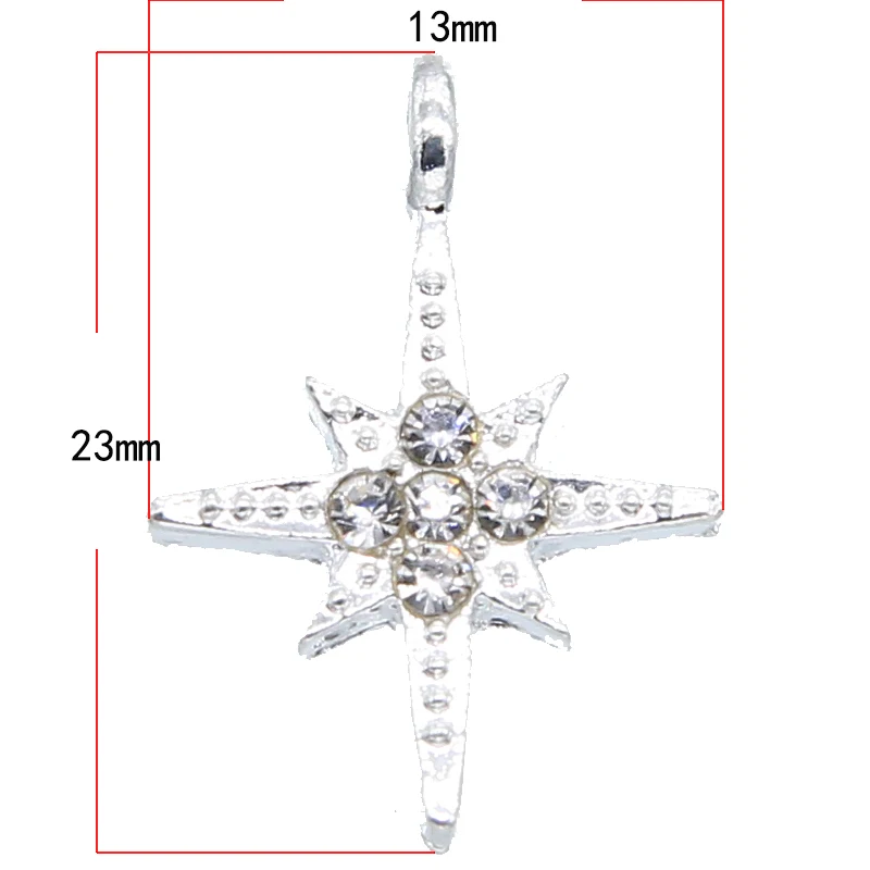 10 Stück 13*9mm Metall Zinklegierung MINI eingelegte Strasssteine Pentagramm Stern Charms für Schmuckherstellung Schmuckzubehör – Detail 11