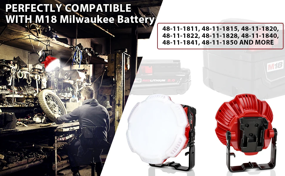 2400LM LED Camping Lantern for Milwaukee m18 Battery 24W LED Work Light for Car