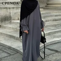 Abaya-Robe de Couleur Unie pour Femme Musulmane, Vêtement d'Église Islamique, Élégant, à la Mode, pour Ramadan Arabe, Dubaï, Turquie, 2025 4