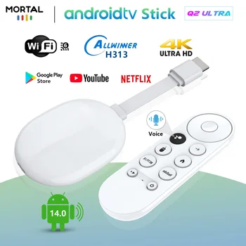 Mortal Q2 ultra Android14 TV stick WIFI6 Voice Control Free Live TV Streaming 4K HDR Allwinner H313 Netflix YouTube Chromecast