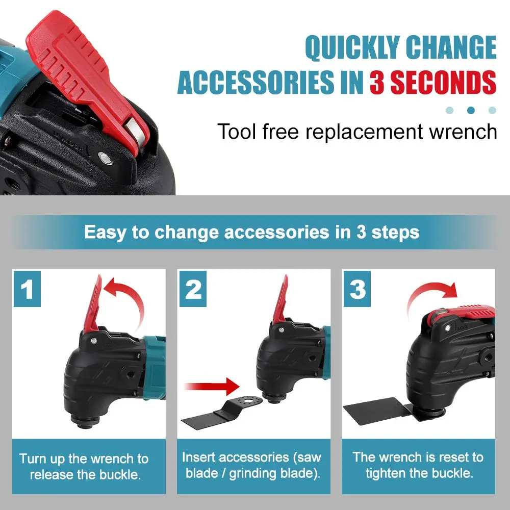 Drillpro Cordless Oscillating Tool Renovator Electric Trimmer Multi-Tools Shovel Cutting Machine for Makita 18V Battery 5