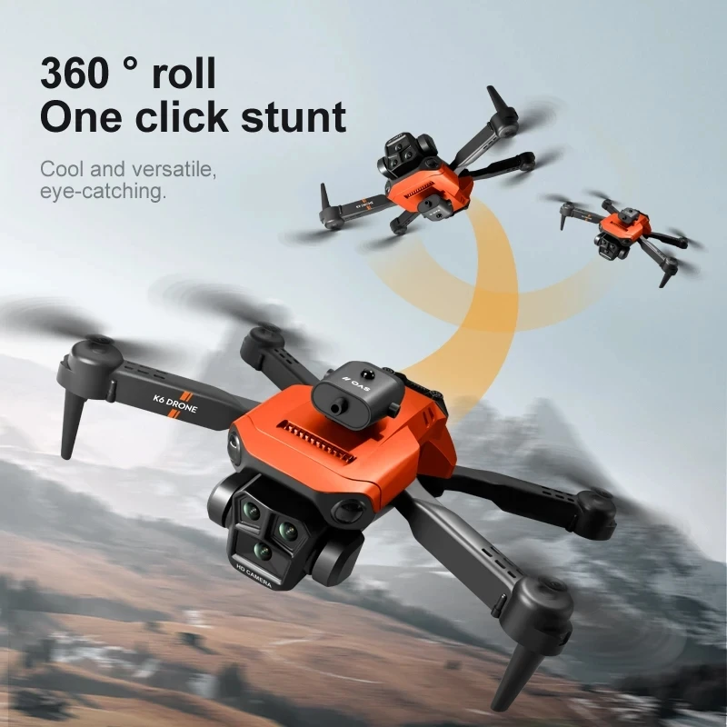 Plan rapproché du drone caméra 8K montrant son objectif et ses hélices